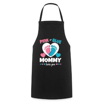 Rosa oder Blau Mama liebt dich Babyparty - Kochschürze - Schwarz - Vorne - AI Model Male 185 dark (185cm)