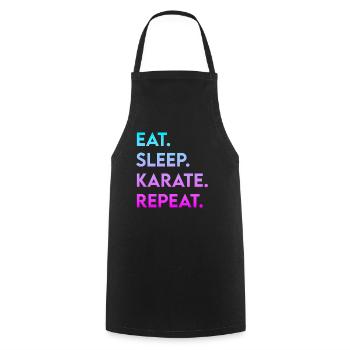 eat sleep karate repeat - Cooking Apron - black - Front - AI Model Male 185 dark (185cm)