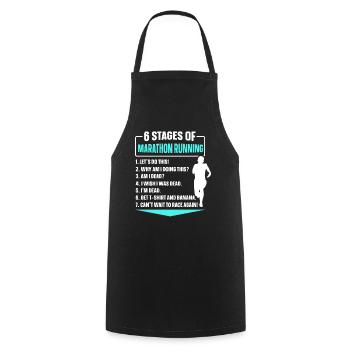6 Stages Of Marathon Running Funny Marathon Runner - Kochschürze - Schwarz - Vorne - AI Model Male 185 dark (185cm)