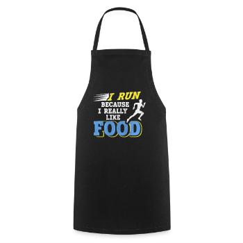 Je cours parce que j’aime beaucoup food Funny Runner - Tablier de cuisine - noir - Devant - AI Model Male 185 dark (185cm)