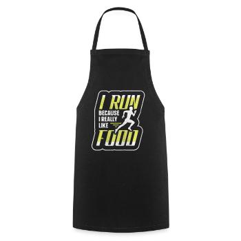 Je cours parce que j’aime beaucoup food Funny Runner - Tablier de cuisine - noir - Devant - AI Model Male 185 dark (185cm)