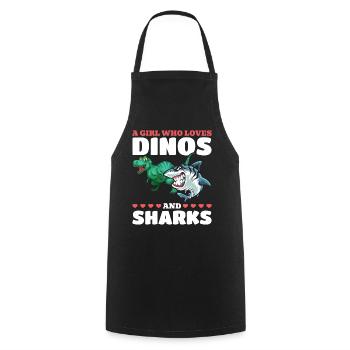 Dinosaurier Great White Shark Ein Mädchen, das - Kochschürze - Schwarz - Vorne - AI Model Male 185 dark (185cm)