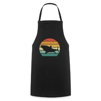 Retro Shark Sunset Shark Large White - Cooking Apron - black - Front - AI Model Male 185 dark (185cm)