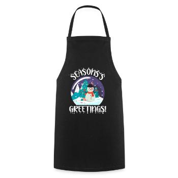 Season's Greetings Santa Claus Snowman Holidays - Cooking Apron - black - Front - AI Model Male 185 dark (185cm)