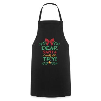Cher Père Noël J’ai vraiment essayé le Renne du Père Noël - Tablier de cuisine - noir - Devant - AI Model Male 185 dark (185cm)