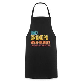 Papa Grand-père Arrière-grand-père Fête des pères - Tablier de cuisine - noir - Devant - AI Model Male 185 dark (185cm)