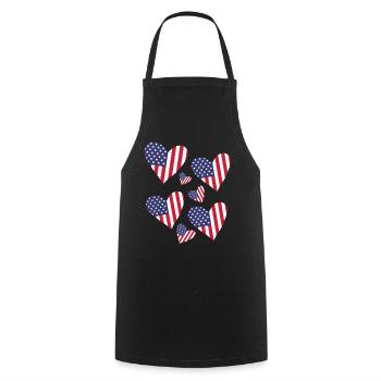 US-Flagge 4. Juli Amerikanische Flaggen Herzen 4. - Kochschürze - Schwarz - Vorne - AI Model Male 185 dark (185cm)