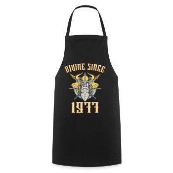 Viking God, divine since 1977 Anniversary 46 years - Cooking Apron - black - Front - AI Model Male 185 dark (185cm)