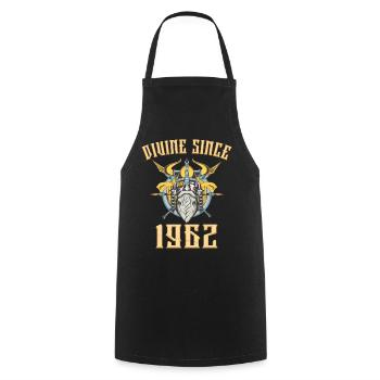 Viking God, divine since 1962 Anniversary 61 years - Cooking Apron - black - Front - AI Model Male 185 dark (185cm)