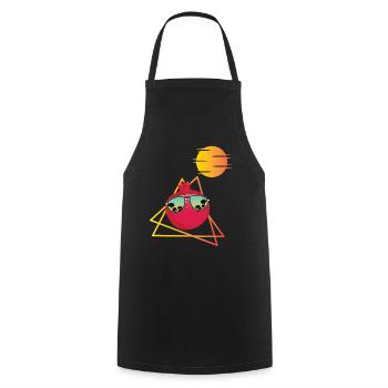 Pomegranate 80s - Cooking Apron - black - Front - AI Model Male 185 dark (185cm)