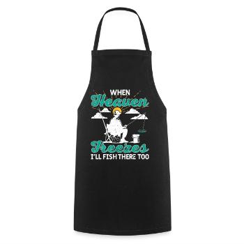 Fun fishing is looking for - Cooking Apron - black - Front - AI Model Male 185 dark (185cm)