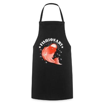 Smart fish - Cooking Apron - black - Front - AI Model Male 185 dark (185cm)