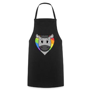 LGBT Tier Esel Regenbogen Herz - Kochschürze - Schwarz - Vorne - AI Model Male 185 dark (185cm)