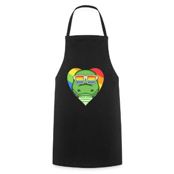 LGBT Tier Krokodile Regenbogen Herz - Kochschürze - Schwarz - Vorne - AI Model Male 185 dark (185cm)