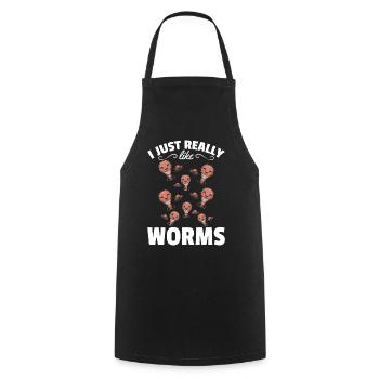 Compost worm lover Happy Worm I like worms - Cooking Apron - black - Front - AI Model Male 185 dark (185cm)