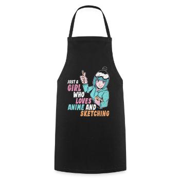 Vintage Just A Girl Who Loves Anime And Sketching - Cooking Apron - black - Front - AI Model Male 185 dark (185cm)