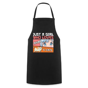 Just A Girl Who Loves Anime And Cats - Cooking Apron - black - Front - AI Model Male 185 dark (185cm)