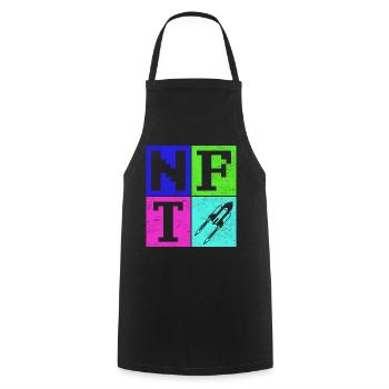 Crypto Art Lover Sign Non Fungible Token NFT - Cooking Apron - black - Front - AI Model Male 185 dark (185cm)