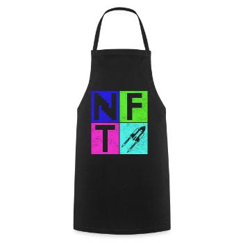 Crypto Art Lover Sign Non Fungible Token NFT - Cooking Apron - black - Front - AI Model Male 185 dark (185cm)