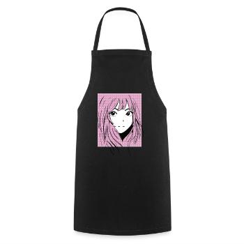Anime Manga Fille - Tablier de cuisine - noir - Devant - AI Model Male 185 dark (185cm)