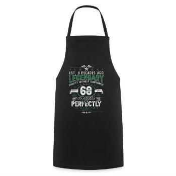 Vintage Légendaire - Vieilli parfaitement 68ème anniversaire - Tablier de cuisine - noir - Devant - AI Model Male 185 dark (185cm)