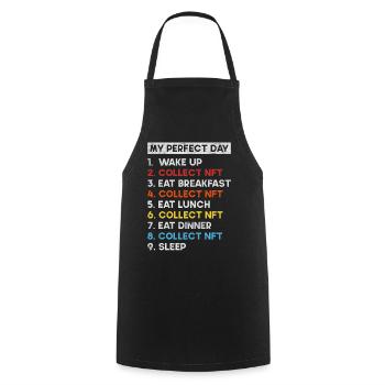 Crypto Art Non Fungible Token My Perfect Day NFT - Cooking Apron - black - Front - AI Model Male 185 dark (185cm)