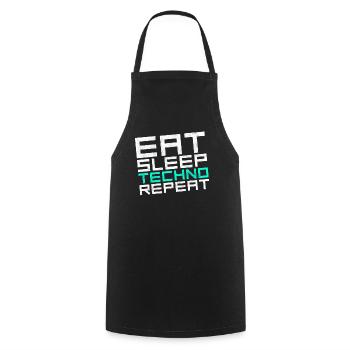 manger du sommeil techno répéter - Tablier de cuisine - noir - Devant - AI Model Male 185 dark (185cm)