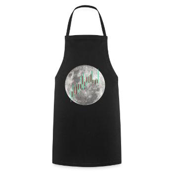 Graphique boursier Bougie Crypto Cot à la Lune - Tablier de cuisine - noir - Devant - AI Model Male 185 dark (185cm)