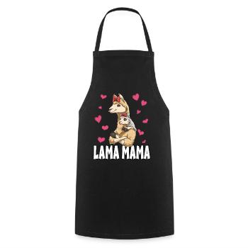 Lama Mama Muttertag Mom Mutter Alpaka - Kochschürze - Schwarz - Vorne - AI Model Male 185 dark (185cm)
