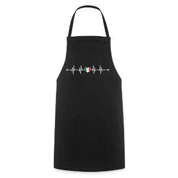 Italian Flag Heartbeat Design - Cooking Apron - black - Front - AI Model Male 185 dark (185cm)
