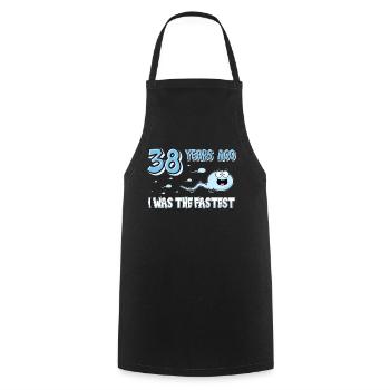 Il y a 38 ans, j’étais le 38e anniversaire le plus rapide - Tablier de cuisine - noir - Devant - AI Model Male 185 dark (185cm)