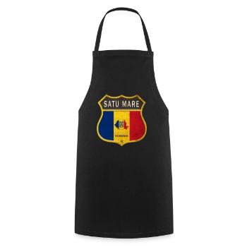 Motif écusson Satu Mare Romania - Tablier de cuisine - noir - Devant - AI Model Male 185 dark (185cm)