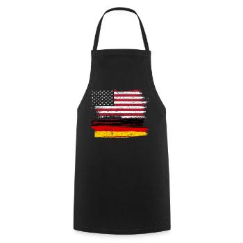 Flag Fusion : Grunge américain et allemand - Tablier de cuisine - noir - Devant - AI Model Male 185 dark (185cm)