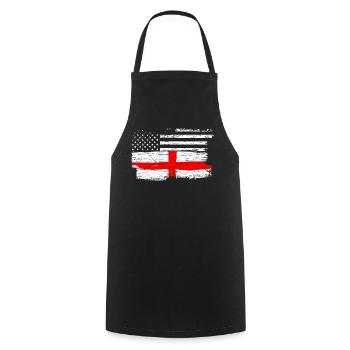 Grunge Flag Fusion USA UK Cross - Cooking Apron - black - Front - AI Model Male 185 dark (185cm)