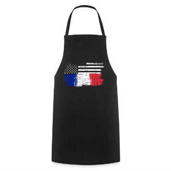 Brush Flag Fusion Stars and Tricolour - Cooking Apron - black - Front - AI Model Male 185 dark (185cm)