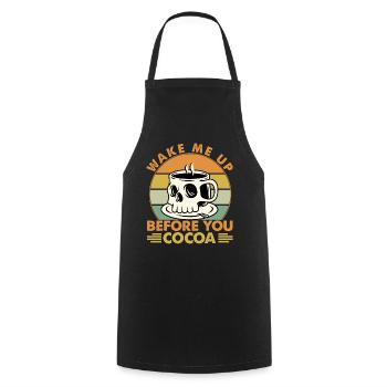 Réveillez-moi avant vous Cacao - Blagues sur la musique du café - Tablier de cuisine - noir - Devant - AI Model Male 185 dark (185cm)