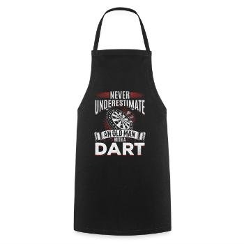 Dartspieler Ich unterschätze nie einen alten Mann - Kochschürze - Schwarz - Vorne - AI Model Male 185 dark (185cm)