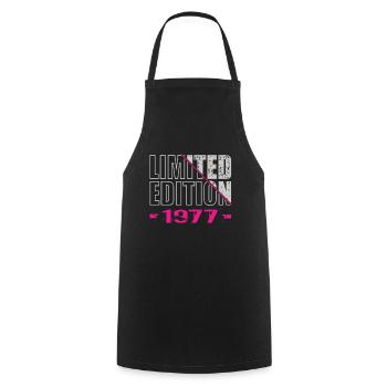 Limited Edition 1977 - Cooking Apron - black - Front - AI Model Male 185 dark (185cm)