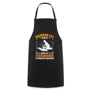 Fliesenleger Lustiger Spruch Handwerker Geschenk - Kochschürze - Schwarz - Vorne - AI Model Male 185 dark (185cm)