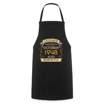 Birthday Legends were born in October 1948 - Cooking Apron - black - Front - AI Model Male 185 dark (185cm)