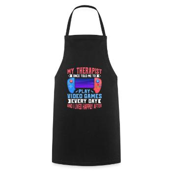 My Therapist Once Told Me to Play Video Games - Cooking Apron - black - Front - AI Model Male 185 dark (185cm)