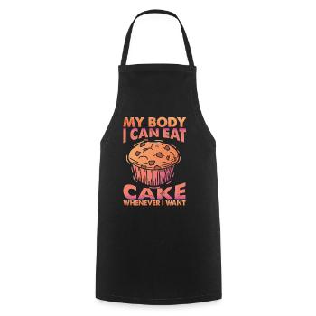 Mon corps, je peux manger du gâteau quand je veux - Cuisson - Tablier de cuisine - noir - Devant - AI Model Male 185 dark (185cm)