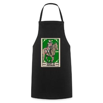 Ritter der Münzen Tarotkarte Wahrsagerei - Kochschürze - Schwarz - Vorne - AI Model Male 185 dark (185cm)
