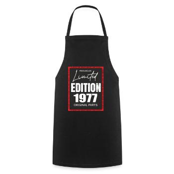 Limited Edition 1977 - Cooking Apron - black - Front - AI Model Male 185 dark (185cm)