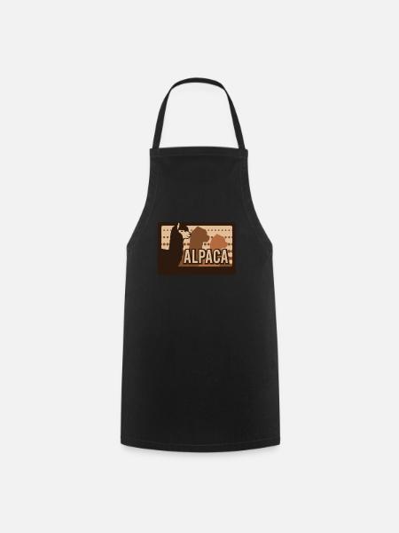 Logo d'alpaga Huacaya Pako Lama éleveur d'alpagas - Tablier de cuisine - noir