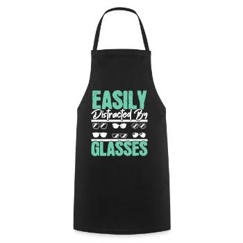 Facilement distrait par les lunettes Optométriste Opt - Tablier de cuisine - noir - Devant - AI Model Male 185 dark (185cm)