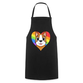 Chien LGBT Welsh Corgi Pembroke Rainbow - Tablier de cuisine - noir - Devant - AI Model Male 185 dark (185cm)