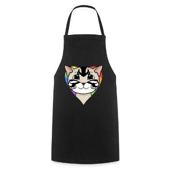 LGBT Cat American Shorthair Arc-en-ciel - Tablier de cuisine - noir - Devant - AI Model Male 185 dark (185cm)
