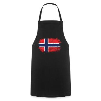 Norway Flag Brushstroke Cross - Cooking Apron - black - Front - AI Model Male 185 dark (185cm)