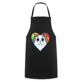 CHAT LGBT Chat Persan Arc-en-ciel - Tablier de cuisine - noir - Devant - AI Model Male 185 dark (185cm)